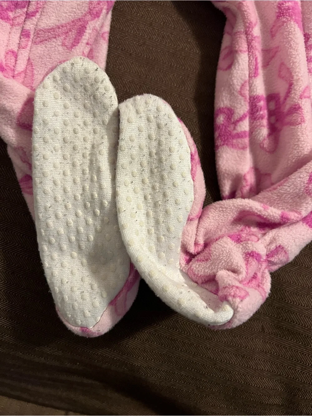 Barbie Footed Pajamas Girls 2T Pink Logo Bow Fleece Zip Front Sleeper
